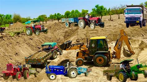 Jcb Dx Working With Many Tractors John Deere Mahindra Eicher