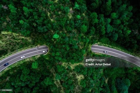 Aerial View Of Green Bridge Corridor For Wildlife To Cross Highway ...