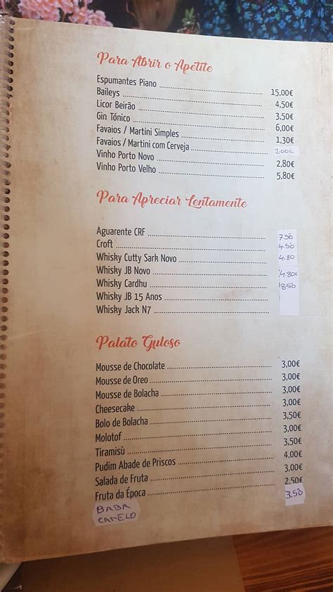 Menu em Prazeres Do Palato restaurante Pedrouços