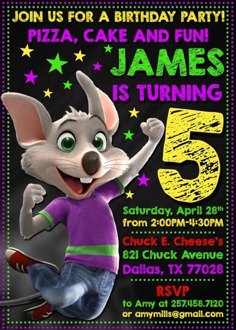 Chuck E Cheese Printable Invitations
