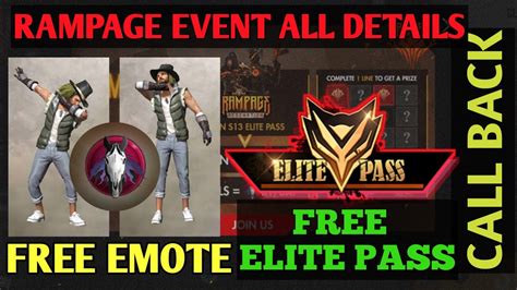 Free Fire Rampage Event Full Details Free Emote Free Elite Pass