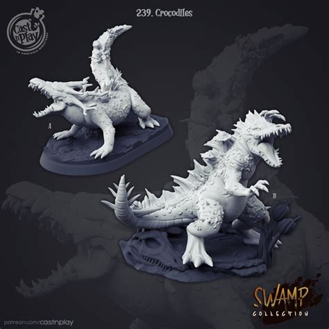 Swamp Crocodiles Premium Dnd Miniature Mini Sanded Primed Mm Mm