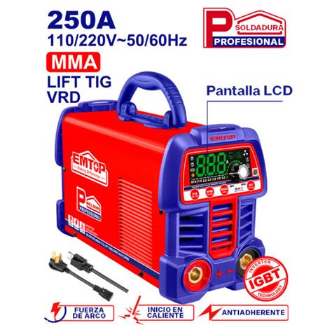 Soldadora Inverter Mmatig Lift 250 Amperios 110 Y 220 Voltios Pantalla Lcd Tegnologia