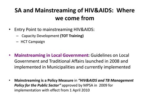 Ppt Mainstreaming Of Hivandaids In Sa Projects From Sadc National And