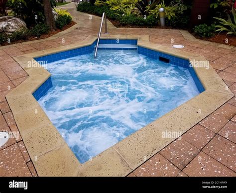 The Top View Of Blue Hot Tub With Rushing Water Stock Photo Alamy