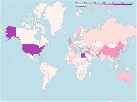 Technological Risks Heat Map Over Political Map Of The World Download