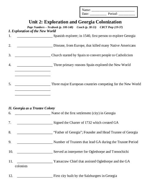 Unit Exploration And Georgia Colonization Answer Key Doc