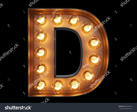 Light Bulb Glowing Letter Alphabet Character Stock Illustration