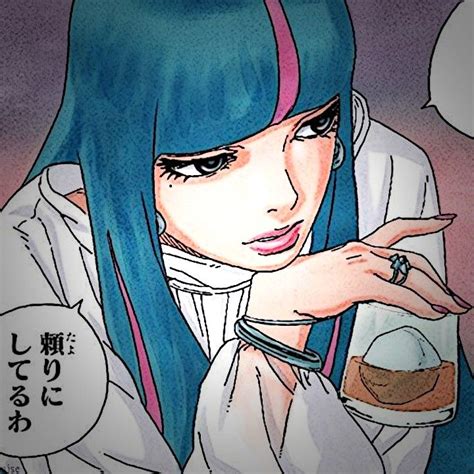 An Anime Girl With Blue Hair Holding A Glass