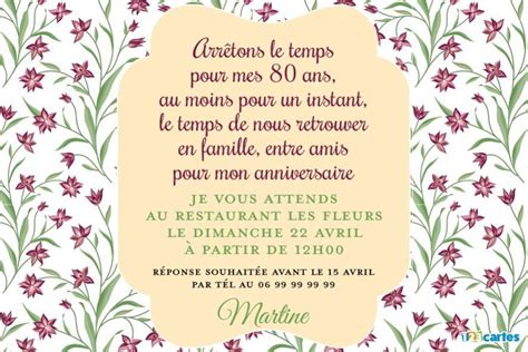 Texte Anniversaire 80 Ans Invitation Elevagequalitetouraine