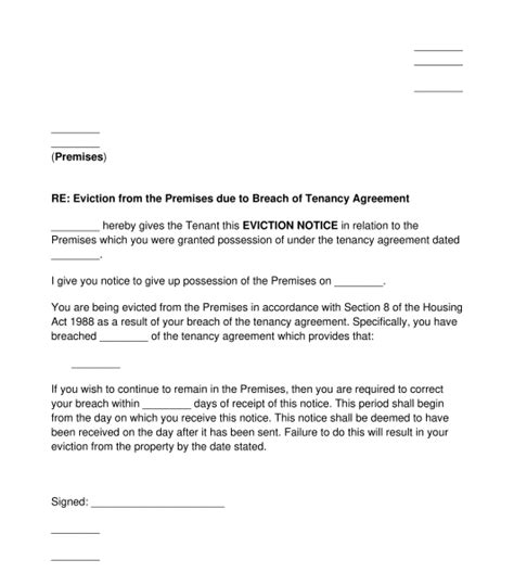 Eviction Notice Sample Template Word PDF