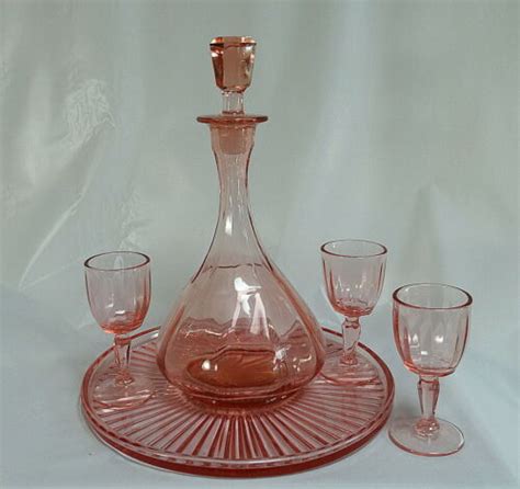 New Martinsville Pink Glass Wine Decanter Set 1930 S Antique Price Guide Details Page