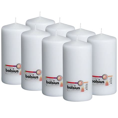 Bolsius White 4 X 8 Big Pillar Unscented Fat Household Candles For Wedding Dinner Church