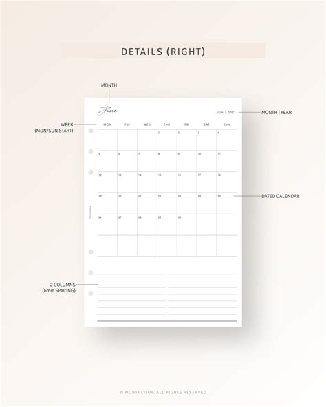 A5 Inserts Monthly Planner 2023 Printable Dated Monthly - Etsy