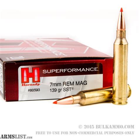 ARMSLIST For Sale 57rds 7mm Rem Mag 139gr SST HORNADY