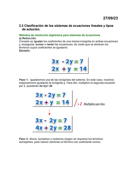 2 2 Clasificación de los sistemas de ecuaciones lineales y tipos de