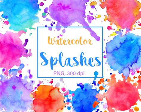 Aquarell Clipart Bunte Spritzer PNG Format Digitale Etsy