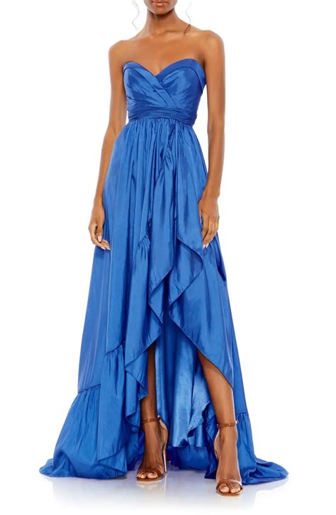 Mac Duggal Ruffle Asymmetric High Low Strapless Gown Nordstrom