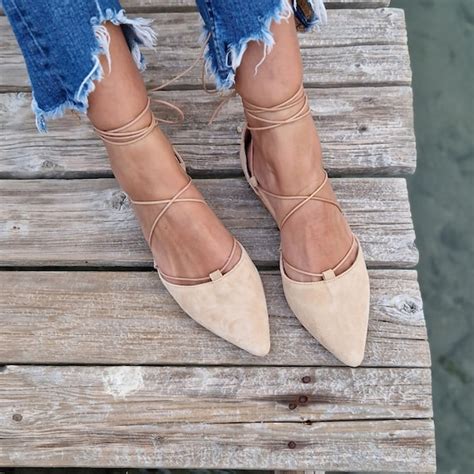 Lace Up Nude Flats Store Bellvalefarms