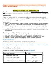 Module One Wellness Plan Goals Heart Rate Fitness Activity