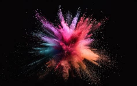 Premium Photo Colorful Powder Explosion On Black Background