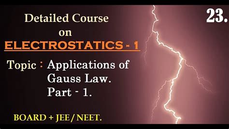 Applications Of Gauss Law Electrostatics 1 Physics Class 12