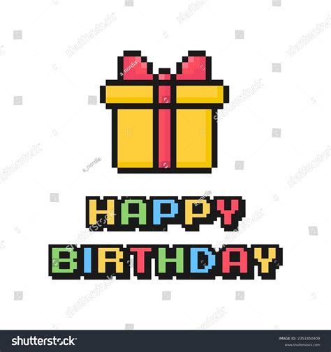 Happy Birthday Card Pixel Art Postcard 80s 90s Royalty Free Stock