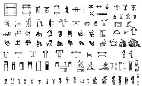 Gym Equipment Cad Blocks Drawing Download Free Dwg File Cadbull