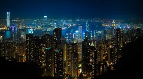 Lights City Cityscape Hong Kong Night China Skyline Skyscraper