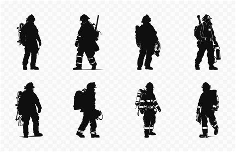 Firefighter Silhouette Vector Bundle Set Of Firefighters Silhouettes