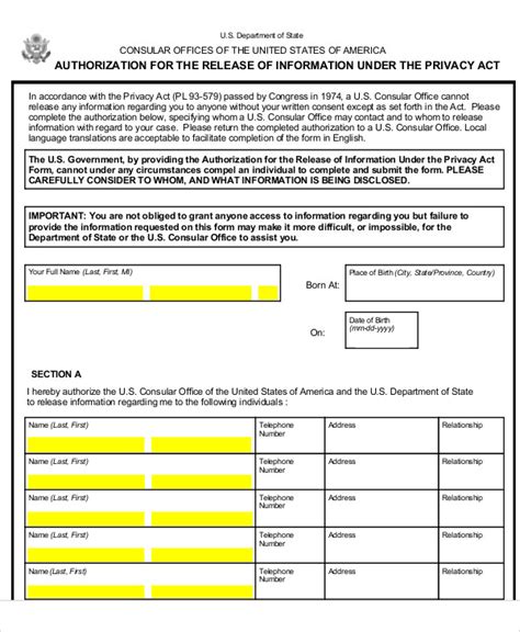 Free Sample Privacy Act Release Forms In Ms Word Pdf