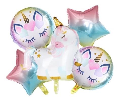 Pack 5 Globos Metalizados Unicornio Para Aire O Helio Cuotas sin interés