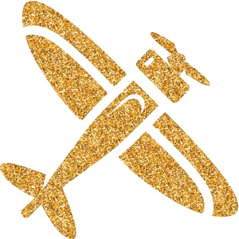 Gold Glitter Icon Vintage Airplane Pictogram Fighter Aerial Vector Pictogram Fighter Aerial