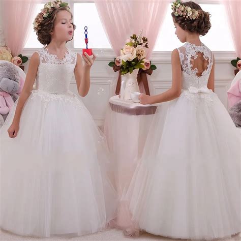 Sommer M Dchen Party Kleid Wei Brautjungfer Prinzessin Kleid