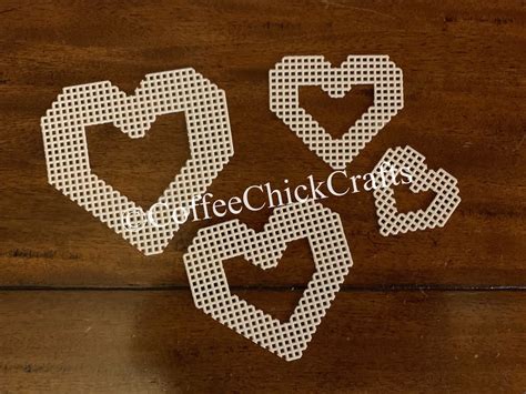 Set Of 4 Heart Plastic Canvas Cut Outs Plastic Canvas Heart Etsy