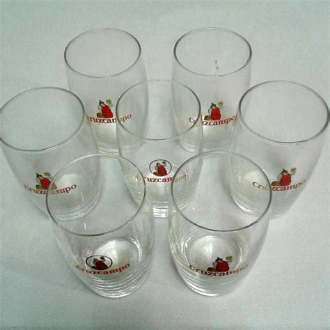 8 Cruzcampo Beer Glasses Spain ( 4.25" x 3.25")