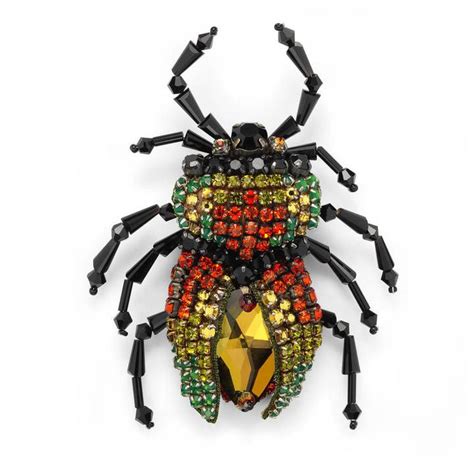 Gucci Beetle Brooch With Crystals Crystal Beads Crystals Insect