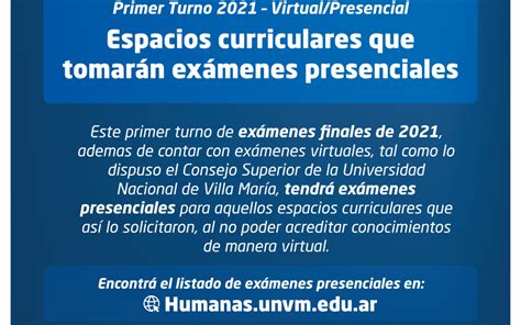 Listado De Espacios Curriculares Que Tomar N Ex Menes Presenciales En