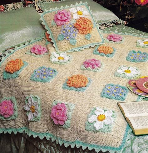 Vintage Crochet Granny Squares Flower Garden Afghan Pattern Etsy