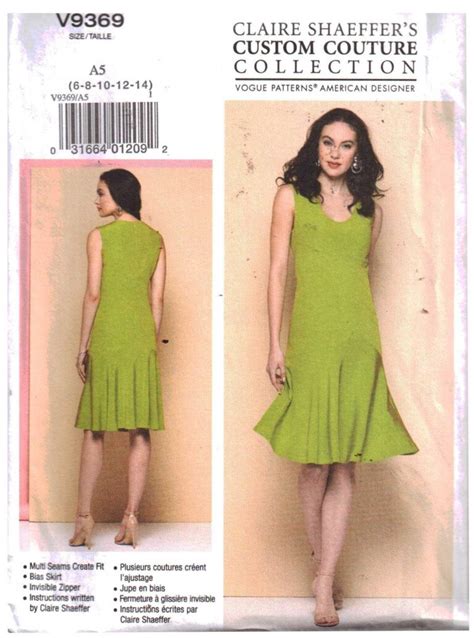 Vogue V9369 Dress By Claire Shaeffer Size A5 6 8 10 12 14 Uncut Sewing