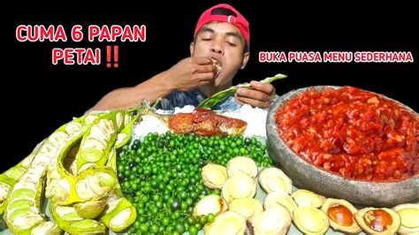 MUKBANG LALAPAN MENTAH SAMBAL TERASI IKAN ASIN LALAP 6 PAPAN PETAI