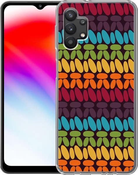 Samsung Galaxy A32 5G Hoesje Haakpatronen Retro Regenboog