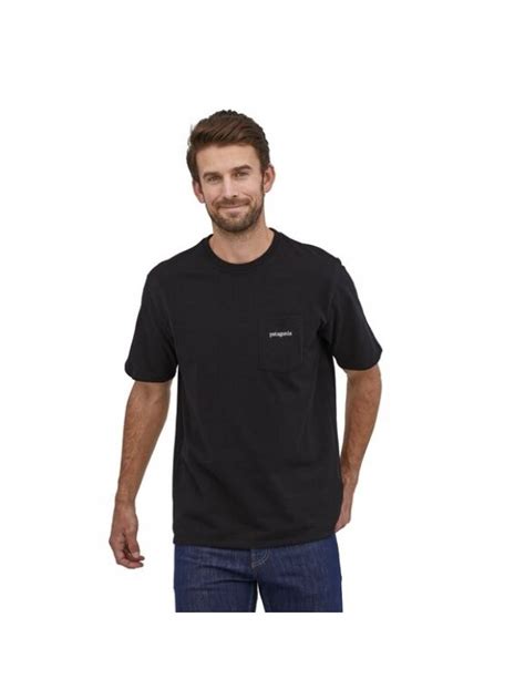 Patagonia Men S Line Logo Ridge Pocket Responsibili Tee Black Naked Ape