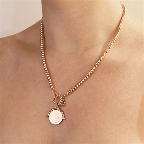 4mm Ball Necklace With Coin Flip Pendant Von Treskow