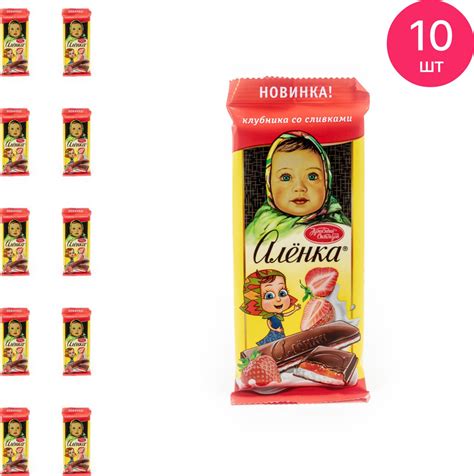 Шоколад Красный Октябрь Аленка с начинкой клубника со сливками 87г ...