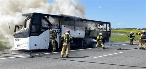 Pożar autokaru na A4 29 maja Dzieci w szpitalu