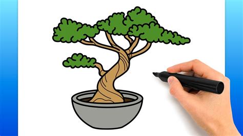 How To Draw A Bonsai Tree Easy Drawing Tutorial Youtube