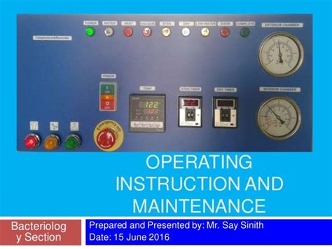 Autoclave instruction and maintenance