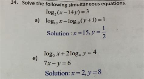 Solved Solve The Following Simultaneous Equations Log Chegg