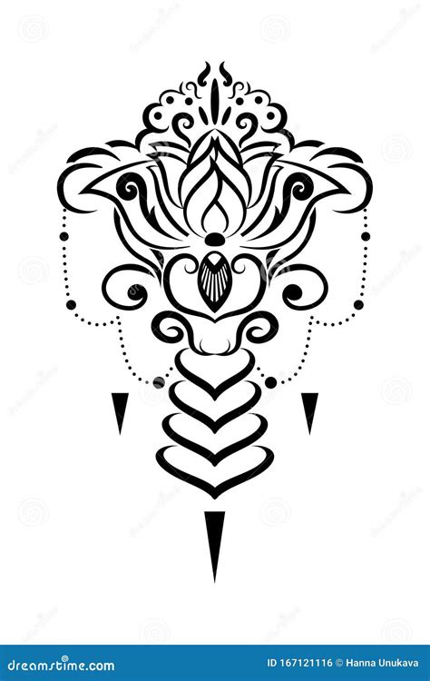 Beautiful Tattoo of a Lotus Flower.tribal Style Stock Vector ...